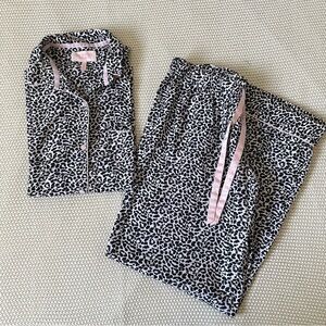 Victoria's Secret Black, White & Pink Leopard Print Pajama Set